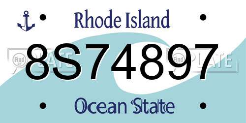 8S74897 Rhode Island License Plate