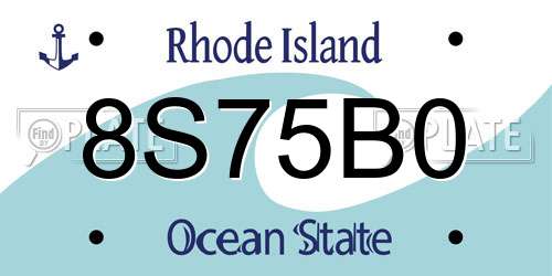 8S75B0 Rhode Island License Plate