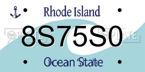 8S75S0 Rhode Island License Plate