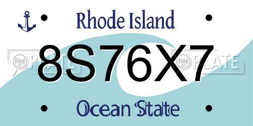 8S76X7 Rhode Island License Plate