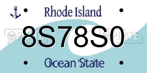 8S78S0 Rhode Island License Plate