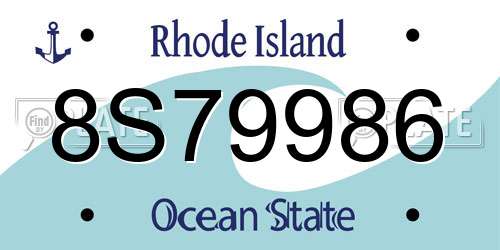 8S79986 Rhode Island License Plate
