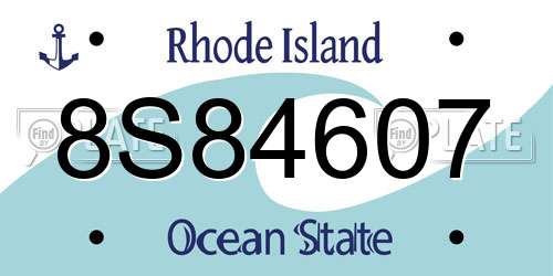 8S84607 Rhode Island License Plate