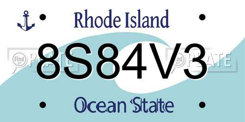 8S84V3 Rhode Island License Plate