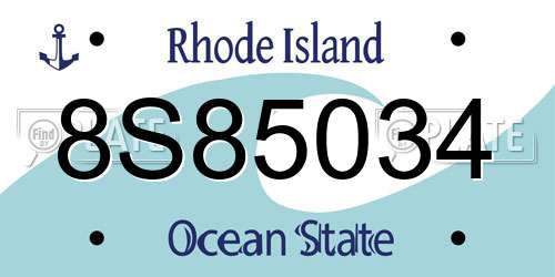 8S85034 Rhode Island License Plate