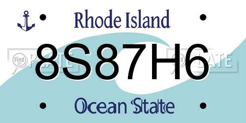 8S87H6 Rhode Island License Plate