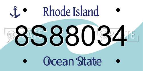 8S88034 Rhode Island License Plate