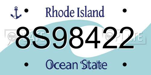 8S98422 Rhode Island License Plate