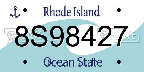 8S98427 Rhode Island License Plate