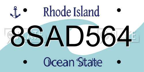 8SAD564 Rhode Island License Plate