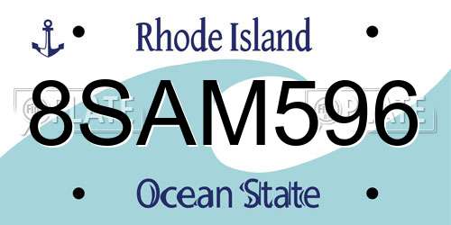 8SAM596 Rhode Island License Plate