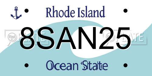 8SAN25 Rhode Island License Plate