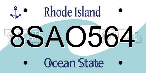 8SAO564 Rhode Island License Plate