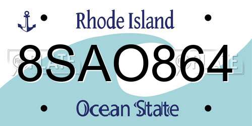 8SAO864 Rhode Island License Plate
