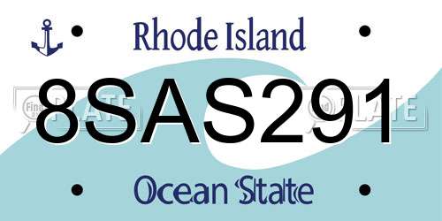 8SAS291 Rhode Island License Plate