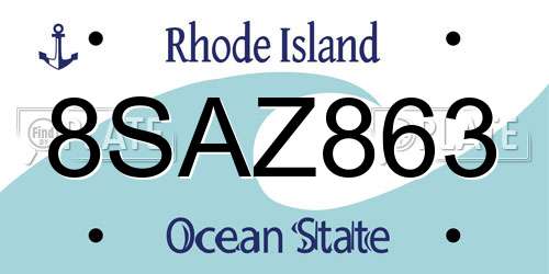 8SAZ863 Rhode Island License Plate