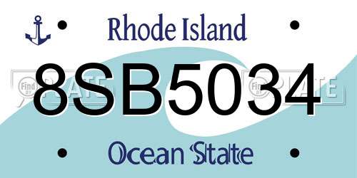 8SB5034 Rhode Island License Plate