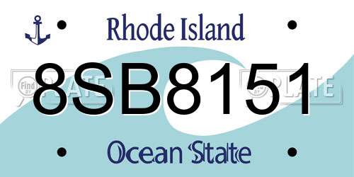 8SB8151 Rhode Island License Plate