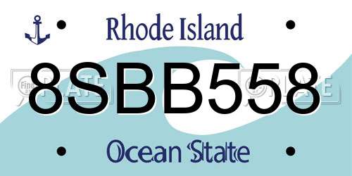 8SBB558 Rhode Island License Plate
