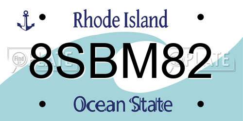 8SBM82 Rhode Island License Plate