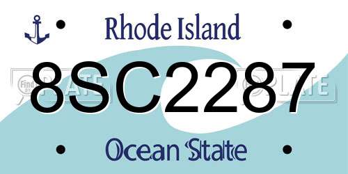 8SC2287 Rhode Island License Plate