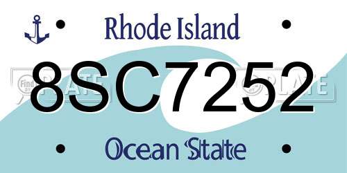 8SC7252 Rhode Island License Plate