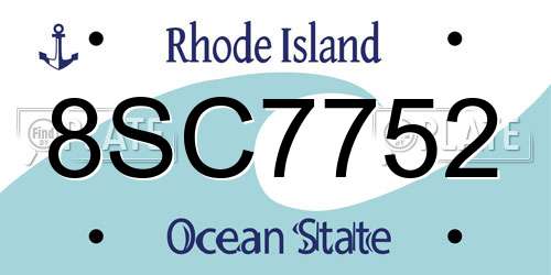 8SC7752 Rhode Island License Plate
