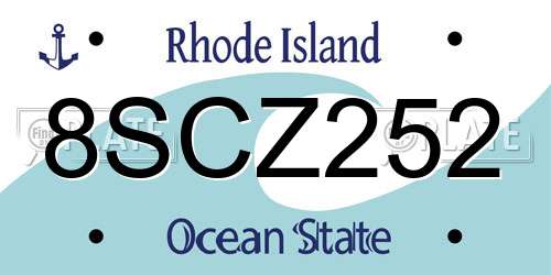 8SCZ252 Rhode Island License Plate