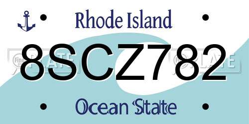 8SCZ782 Rhode Island License Plate