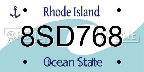 8SD768 Rhode Island License Plate