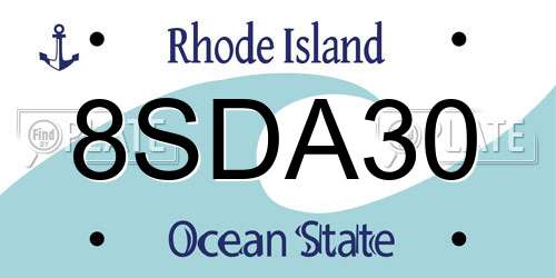 8SDA30 Rhode Island License Plate
