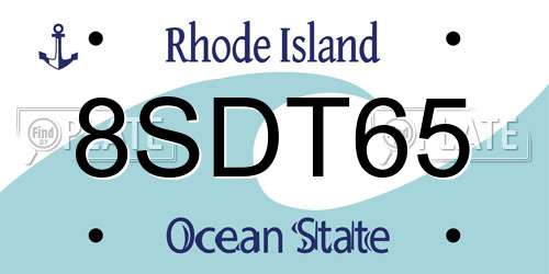 8SDT65 Rhode Island License Plate