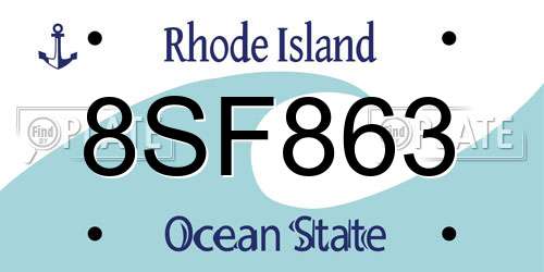 8SF863 Rhode Island License Plate