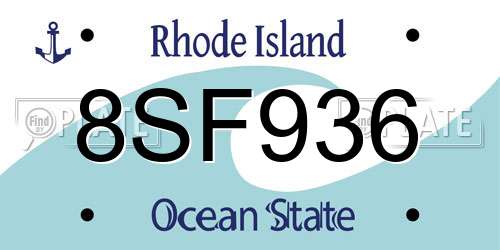 8SF936 Rhode Island License Plate