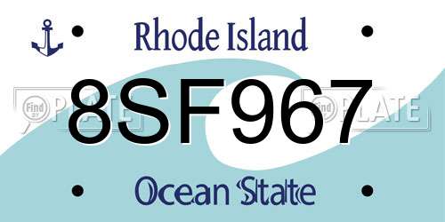 8SF967 Rhode Island License Plate