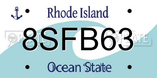 8SFB63 Rhode Island License Plate
