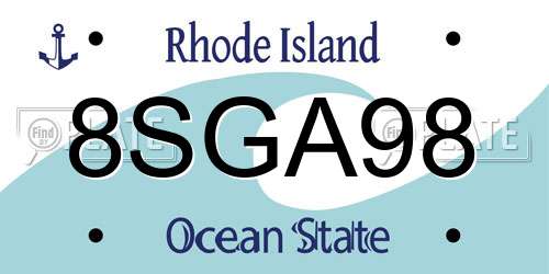 8SGA98 Rhode Island License Plate