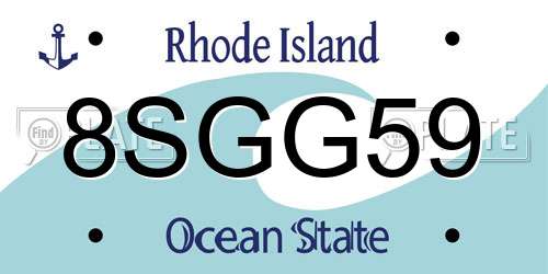 8SGG59 Rhode Island License Plate