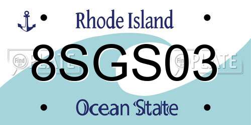 8SGS03 Rhode Island License Plate