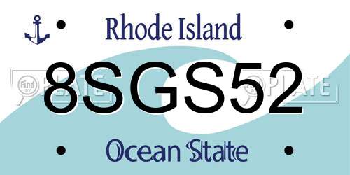 8SGS52 Rhode Island License Plate