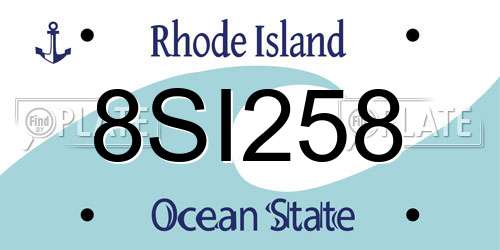 8SI258 Rhode Island License Plate