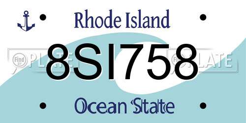 8SI758 Rhode Island License Plate