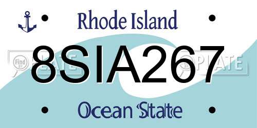 8SIA267 Rhode Island License Plate