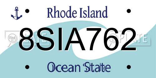 8SIA762 Rhode Island License Plate