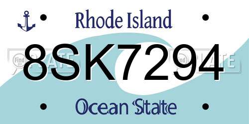 8SK7294 Rhode Island License Plate