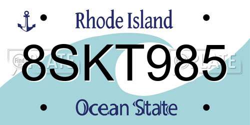 8SKT985 Rhode Island License Plate
