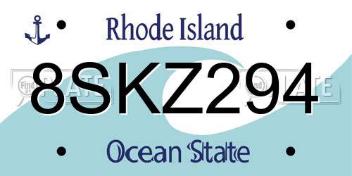 8SKZ294 Rhode Island License Plate