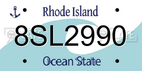 8SL2990 Rhode Island License Plate