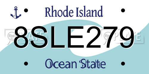 8SLE279 Rhode Island License Plate