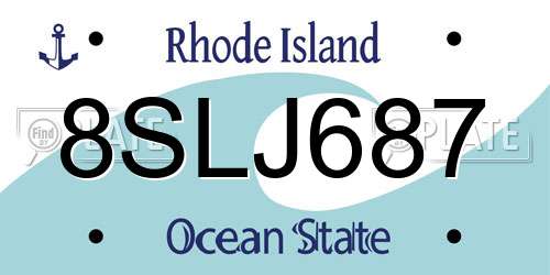 8SLJ687 Rhode Island License Plate